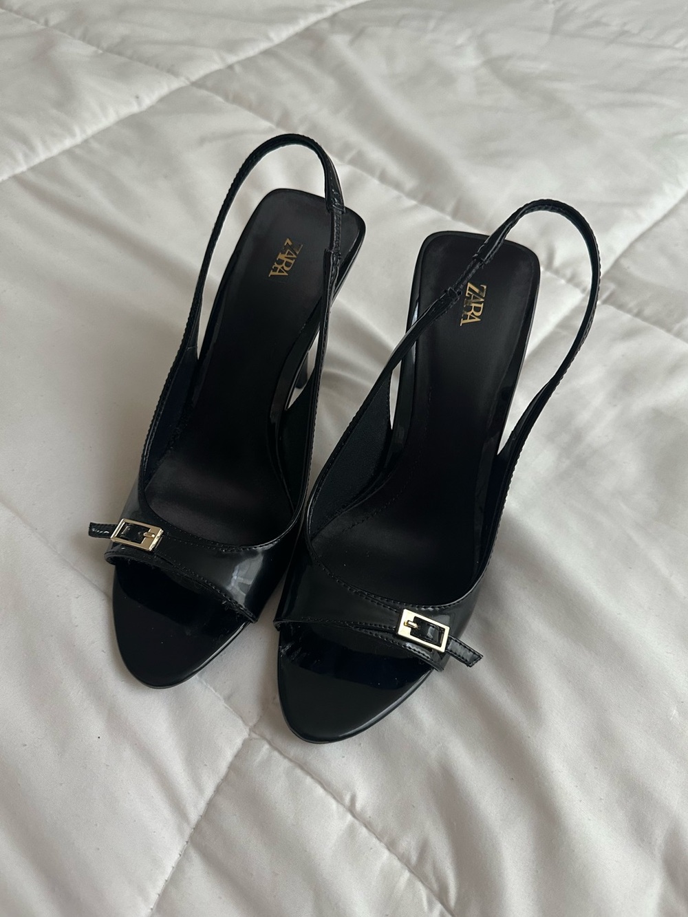 ZARA Black Patent Slingback Heel